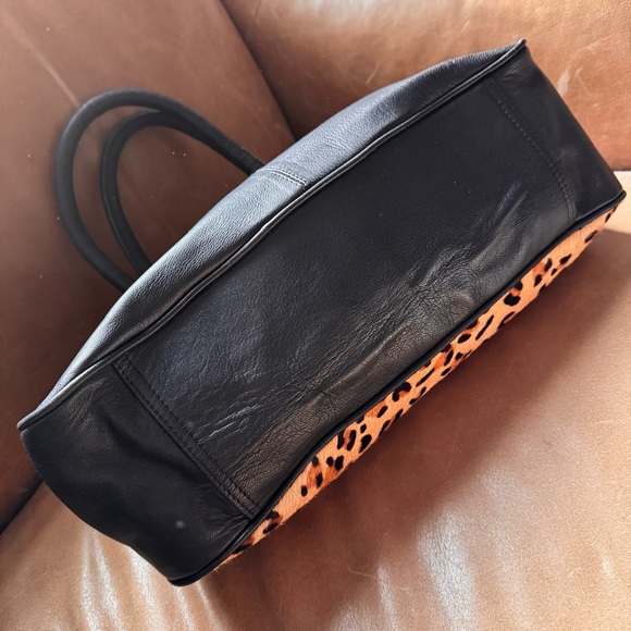 Vintage calf hair Leopard Print animal pony leather bag kisslock David Jeffery - Picture 8 of 15